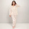 girl nighty beige carrot print