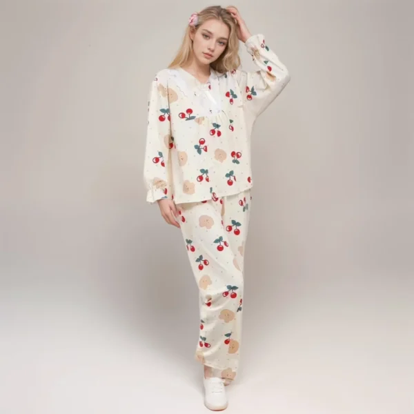 Cherry Teddy Bear Design Nighty