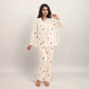 Heart Print nighty bean color