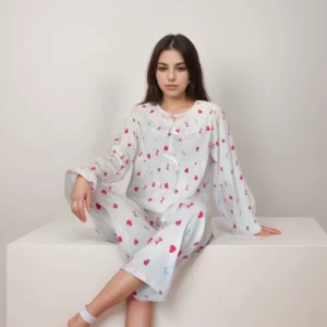 red heart with bow print nightwear