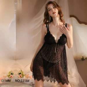 Bridal Black Lace Nighty