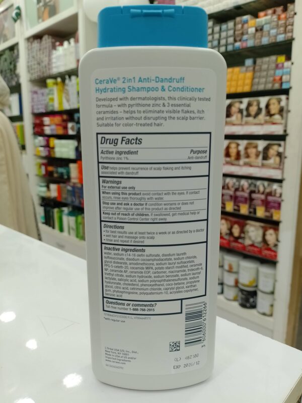 CeraVe 2 in 1 Anti-Dandruff Hydrating Shampoo And Conditioner (355 ml) - Image 2
