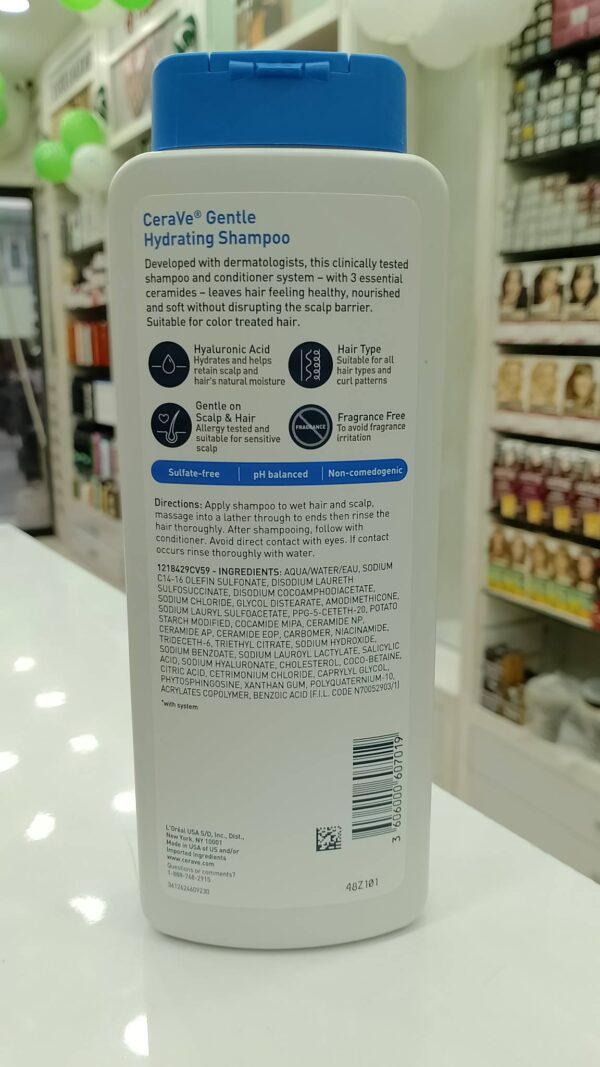 CeraVe Gentle Hydrating Shampoo for Dry Hair with Hyaluronic Acid (355 ml) - Image 2