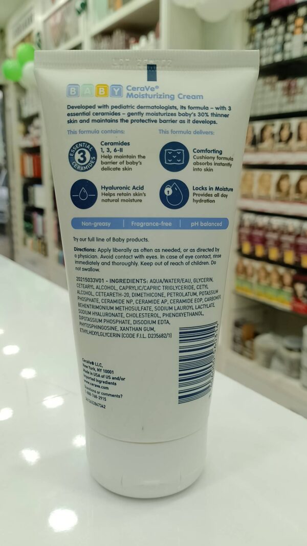 CeraVe BABY Moisturizing Cream with Hyaluronic Acid Paraben Free (142g) - Image 2