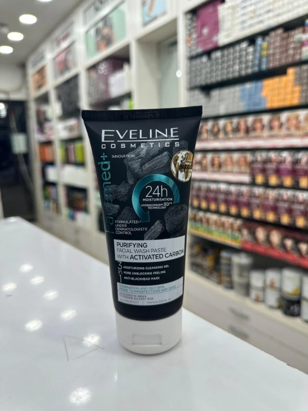 Eveline Cosmetics FaceMed+ Purifying Facial Wash Paste With Activated Carbon - 150ml 2 Eveline Cosmetics FaceMed+ Purifying Facial Wash Paste With Activated Carbon - 150ml - Image 2