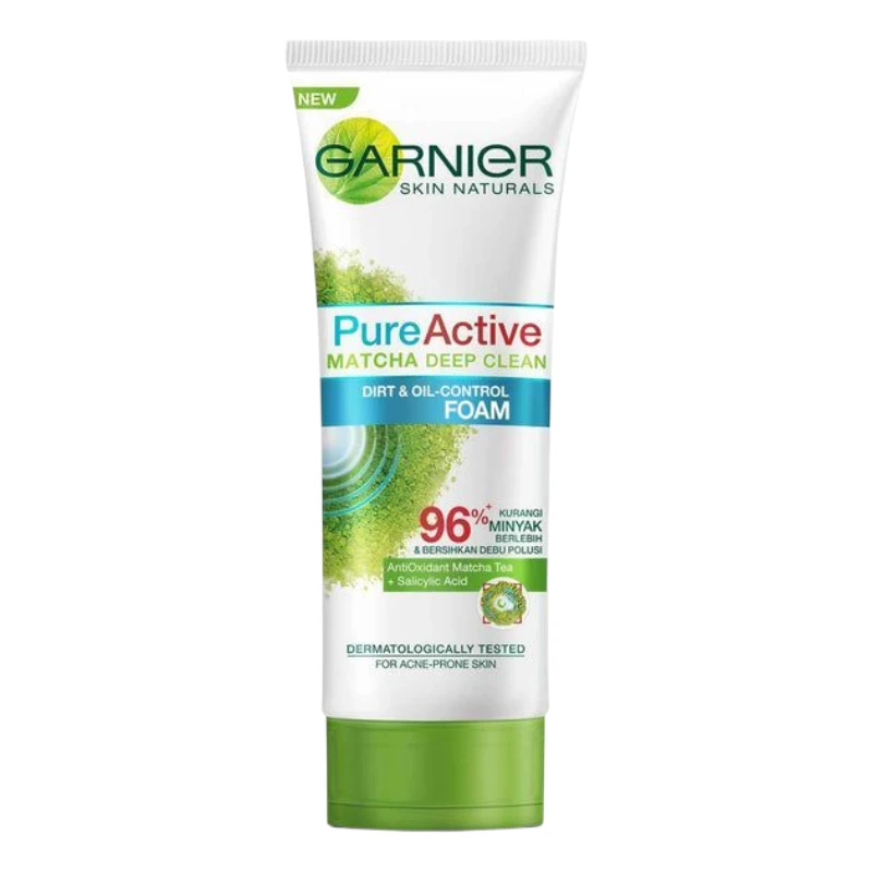 Garnier Pure Active Matcha Deep Clean Dirt & Oil-Control Foam - 100ml 1 Garnier Pure Active Matcha Deep Clean Dirt & Oil-Control Foam - 100ml