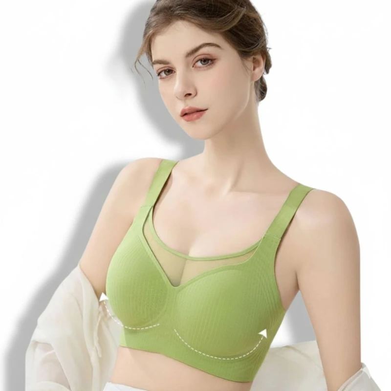 Seamless Plus Size Thin Cup Comfortable Push-Up Mesh Bra 4 Seamless Plus Size Thin Cup Comfortable Push-Up Mesh Bra - Image 4