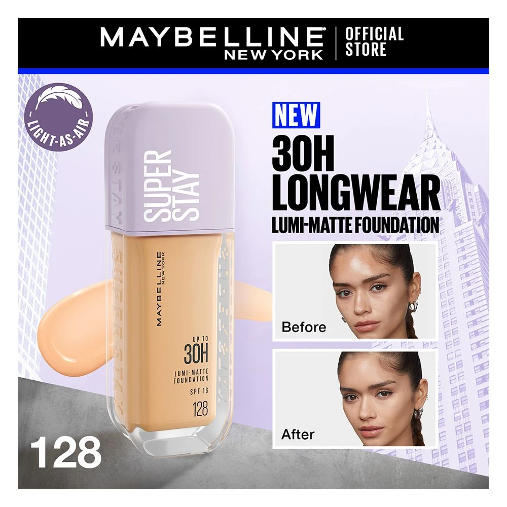 Maybelline Super Stay Up to 30hr Lumi Matte Foundation - 128 4 Maybelline Super Stay Up to 30hr Lumi Matte Foundation - 128 - Image 4