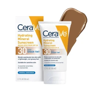 CeraVe Hydrating Mineral Sunscreen SPF 30 Deep Sheer Tint - 50ml