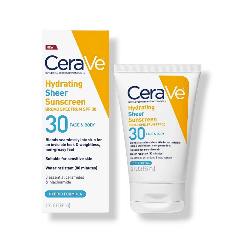 CeraVe Hydrating Sheer Sunscreen SPF 30 for Face & Body - 89ml 1 cerave